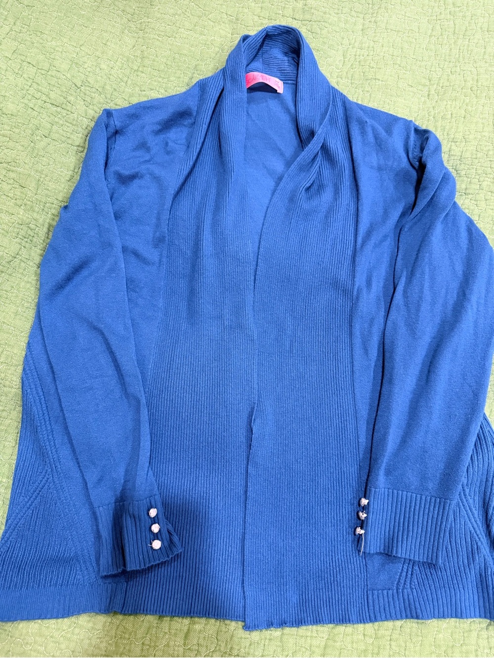 Scarlett Cobalt Blue Open-Front Cardigan with Button-Cuff Details